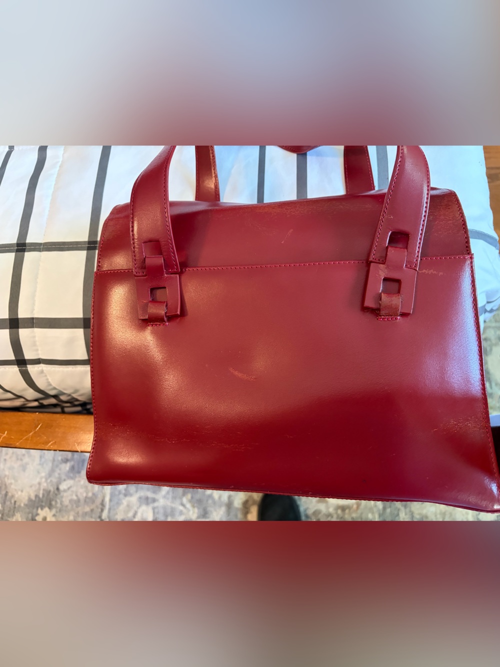 Le Tanneur Leather Handbag in Dark Red - Picture 11 of 15